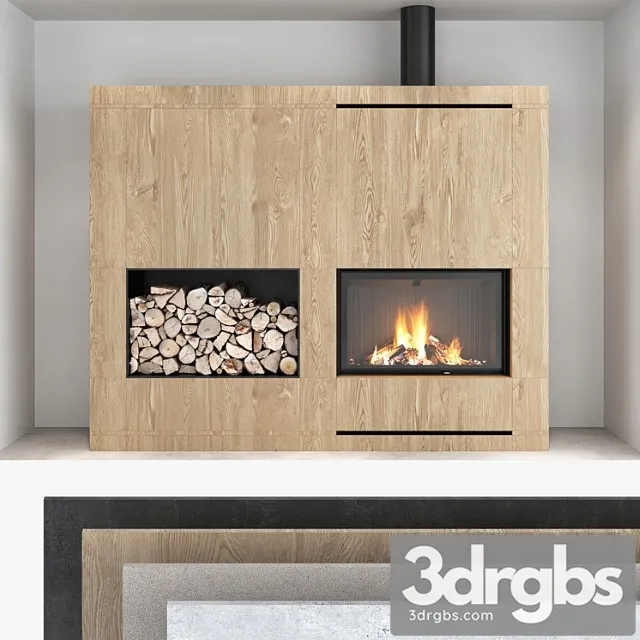 Decorative Wall With Fireplace Set 09 3D Model Download