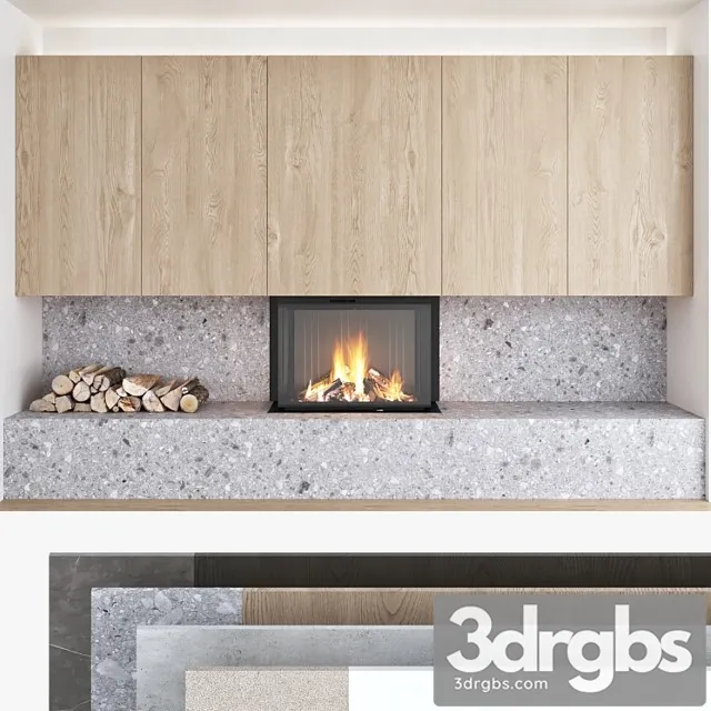 Decorative Wall With Fireplace Set 10 3D Model Download