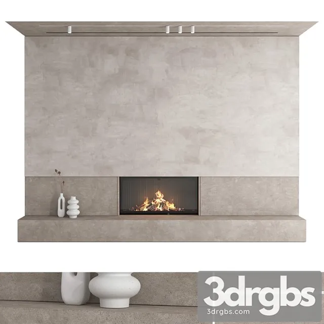Decorative Wall With Fireplace Set 27 3D Model Download