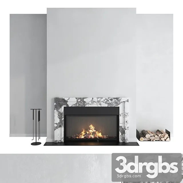 Decorative Wall With Fireplace Set 43 3D Model Download