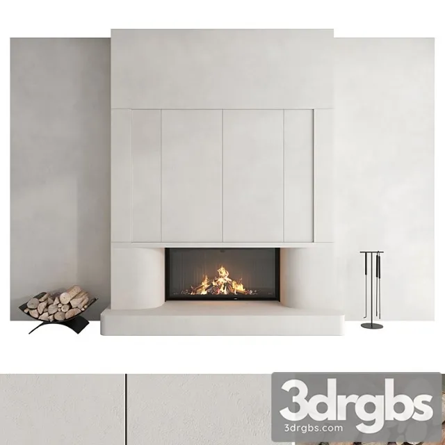 Decorative Wall With Fireplace Set 47 3D Model Download