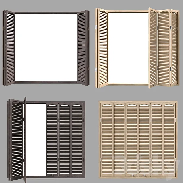 Decorative window shutters with animation 3D Model