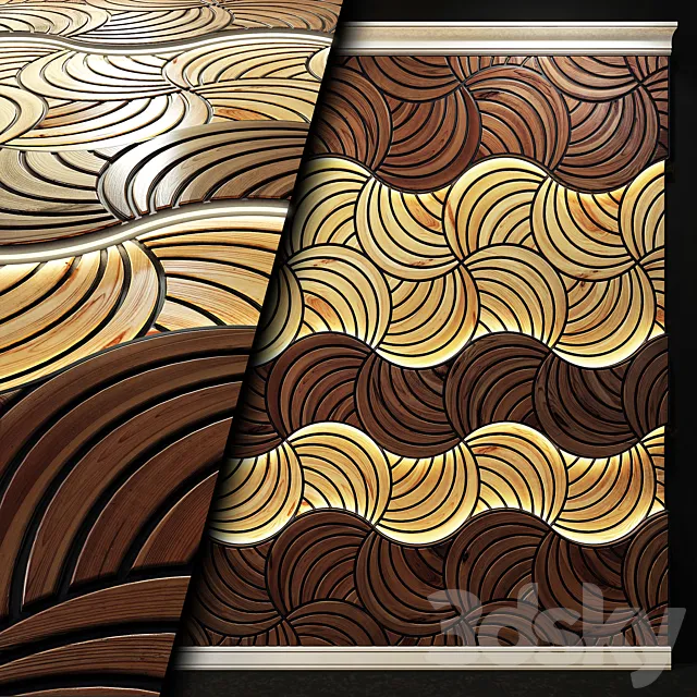 Decorative wooden 3D panel with light. 3D Model Decorative wooden 3D panel with light. 3D Model