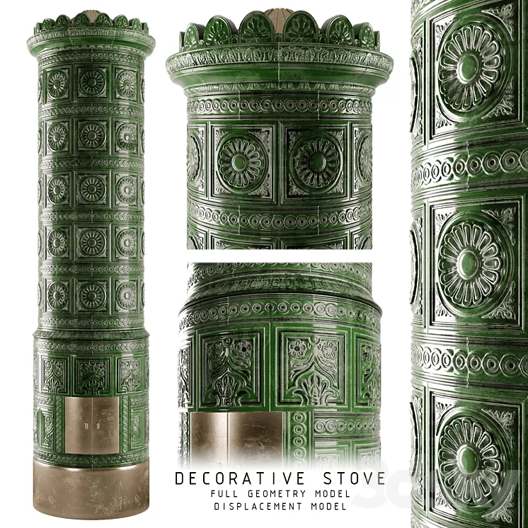 Decorative XIX. century tiled stove 3D Model