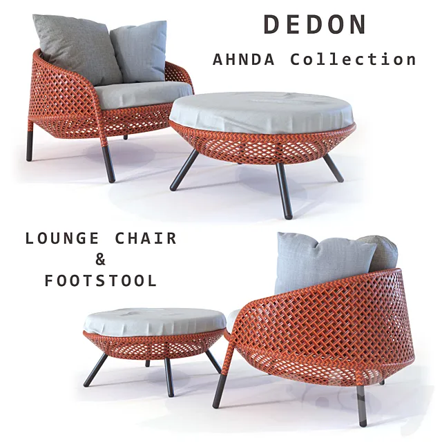 Dedon Ahnda lounge chair and footstool 3D Model