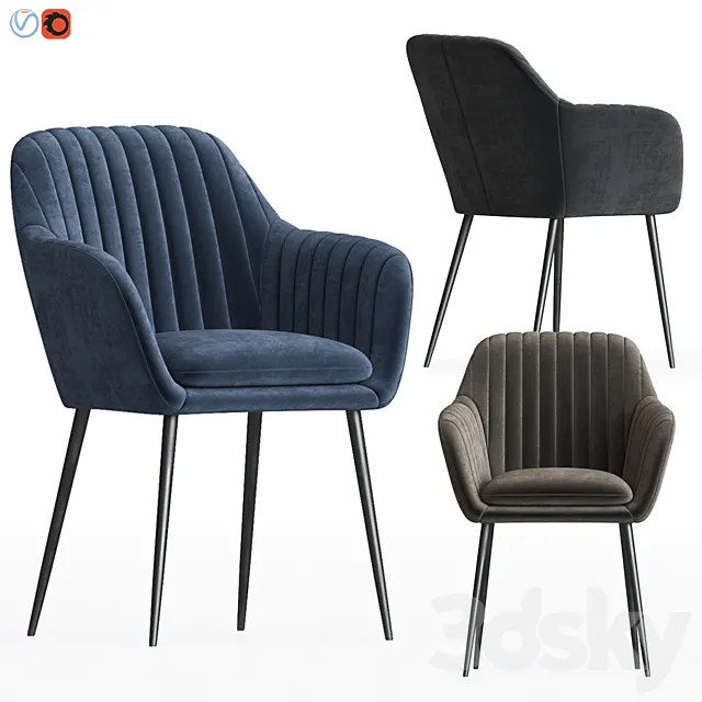 Deephoue Chair Lausanne sea blue velvet 3D Model