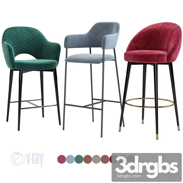 Deephouse. bar semi-bar stool martin livorno ferrara 2 3D Model Download