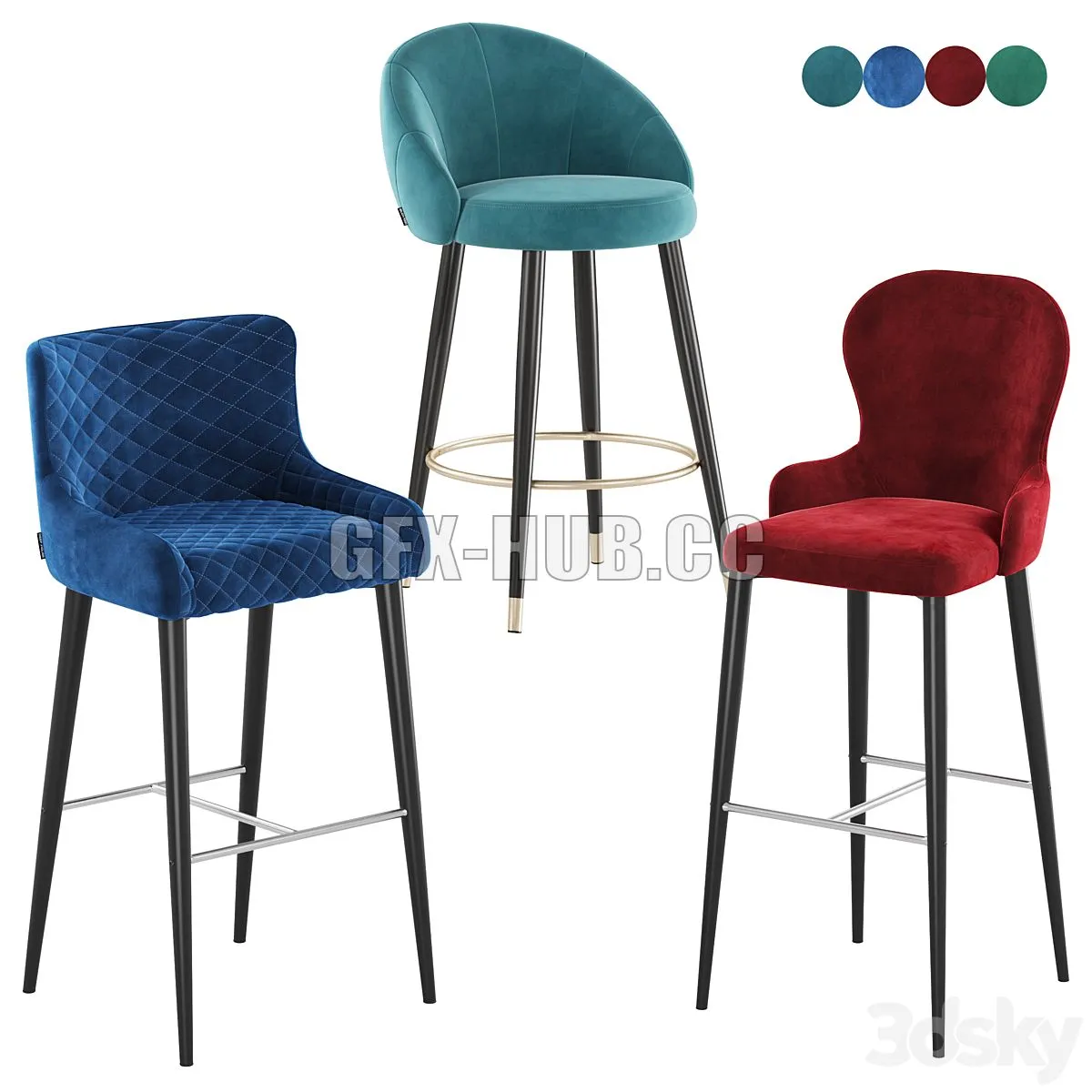 Deephouse bar stool Cindy Ferrara Chamonix 3D Model