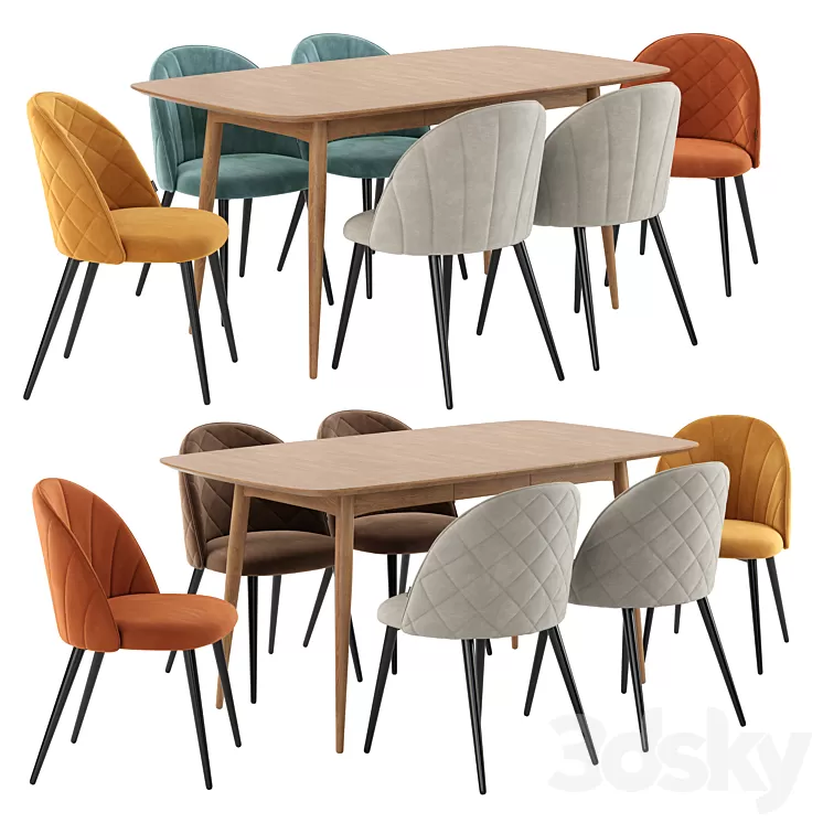 Deephouse. Dining chair Paris. NORDECO Extendable Table 3D Model Free Download