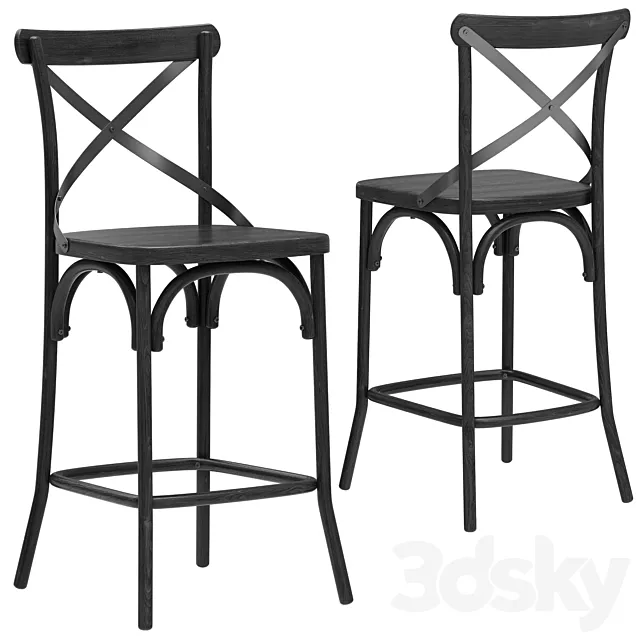 Deephouse semi-bar stool BELLA CROSS black 3D Model Deephouse semi-bar stool BELLA CROSS black 3D Model