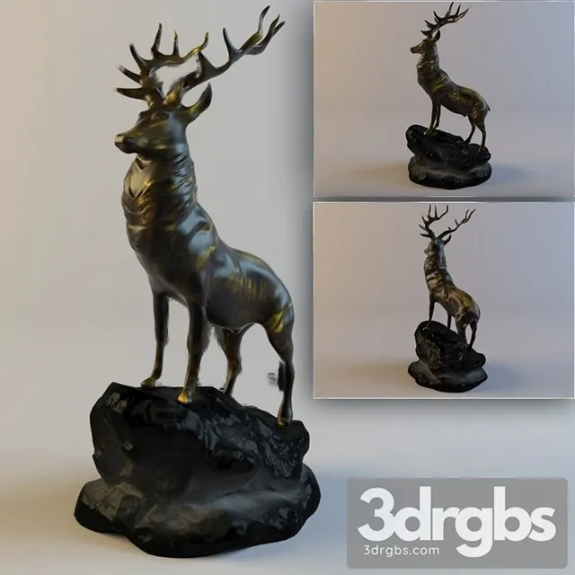 Deer Cast Bronze 3D Model Download
