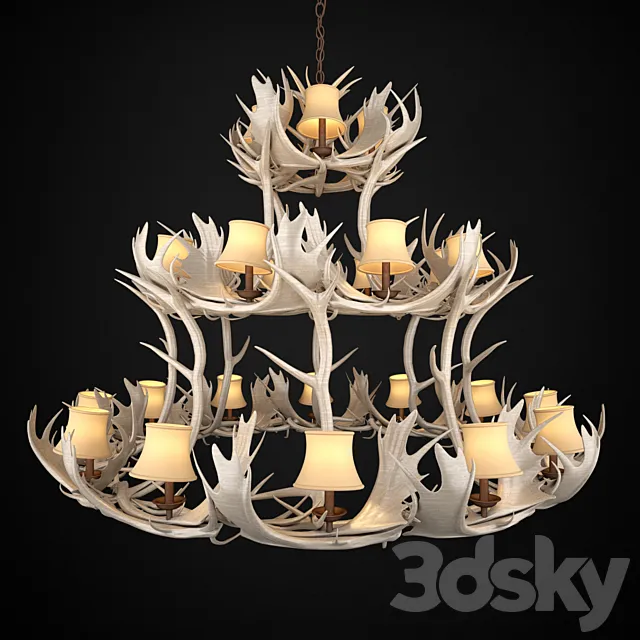 Deer Horn Chandelier 3DModel Deer Horn Chandelier 3DModel