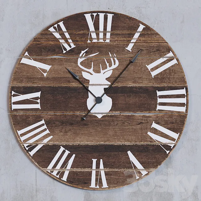 Deer Silhouette Wall Clock 3D Model Deer Silhouette Wall Clock 3D Model