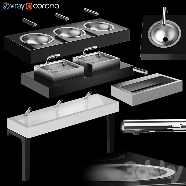 DELABIE public washbasins 3D Model DELABIE public washbasins 3D Model