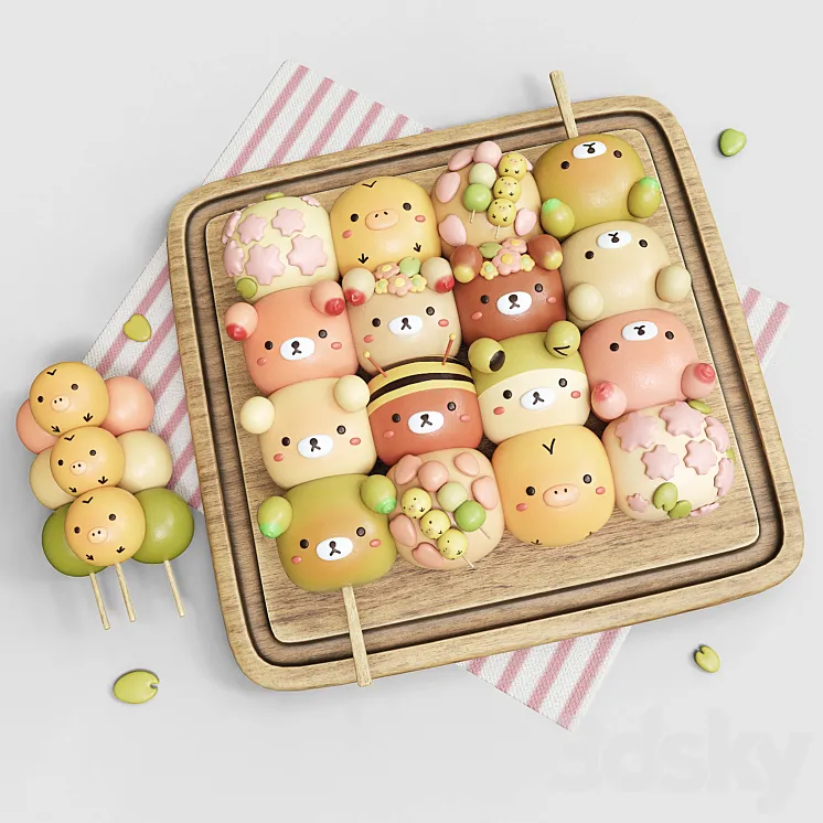 Delicious Japanese Dangos 3D Model Free Download