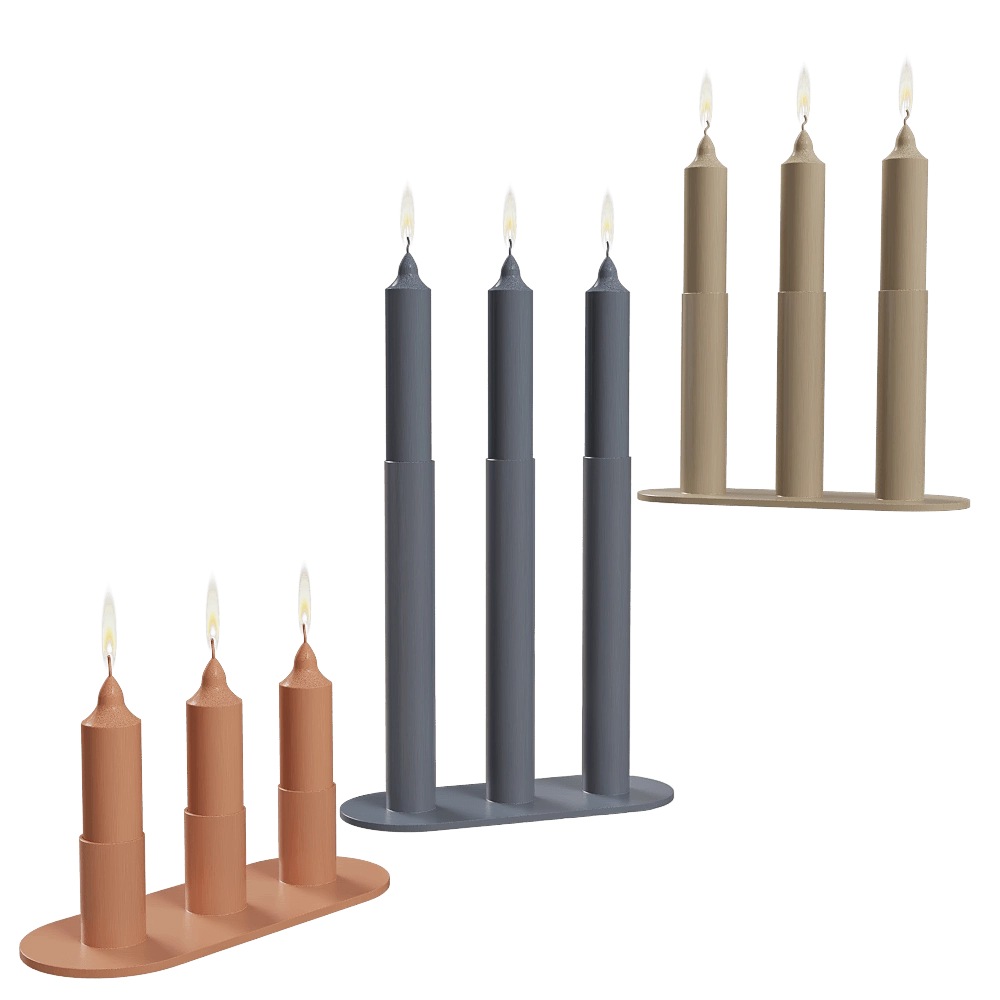 Delo – Triple candlestick Fire 3D Model