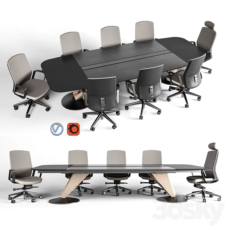 Delta meeting table and chair 3D Model Delta meeting table and chair 3D Model