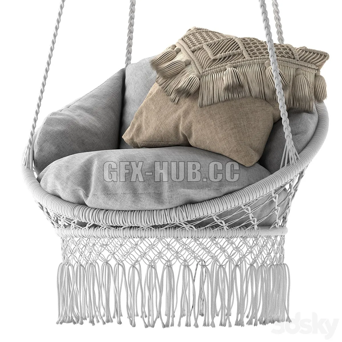 Deluxe Macrame Chair with Fringe 3D Model Deluxe Macrame Chair with Fringe 3D Model