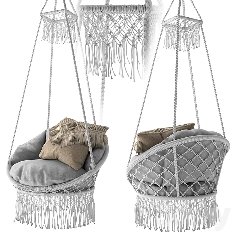 Deluxe Macrame Chair with Fringe 3D Model Deluxe Macrame Chair with Fringe 3D Model