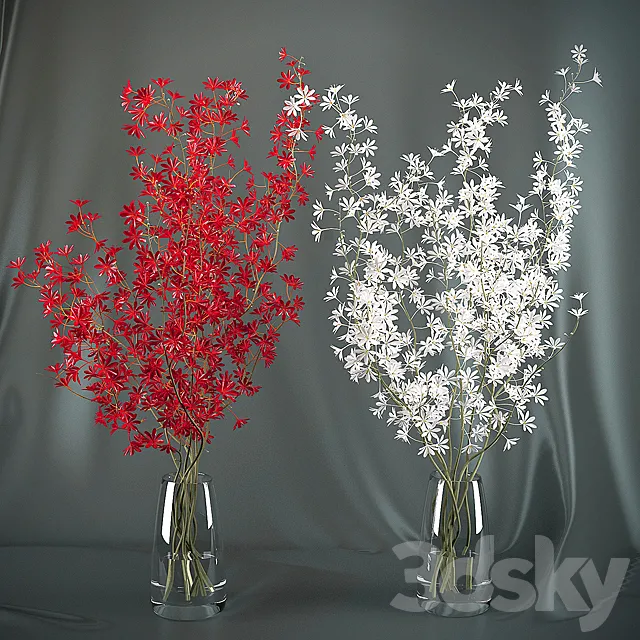 Dendrobium Orchid flowers (red _ white) 3DModel Dendrobium Orchid flowers (red _ white) 3DModel