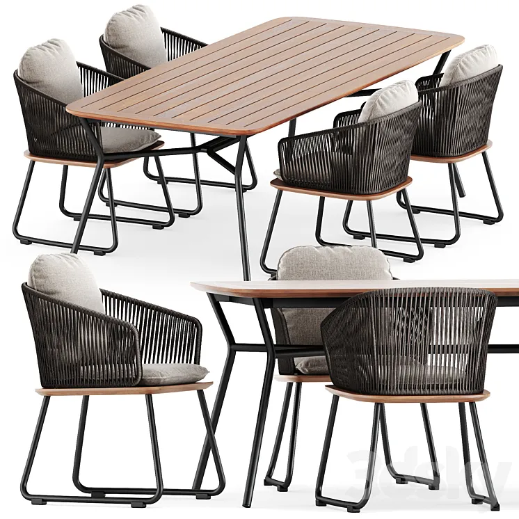 Denia dining armchair and Denia table by Weishaeupl 3D Model Free Download