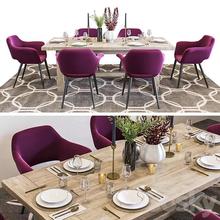 Denona Restaurant Table Set 3D Model Denona Restaurant Table Set 3D Model