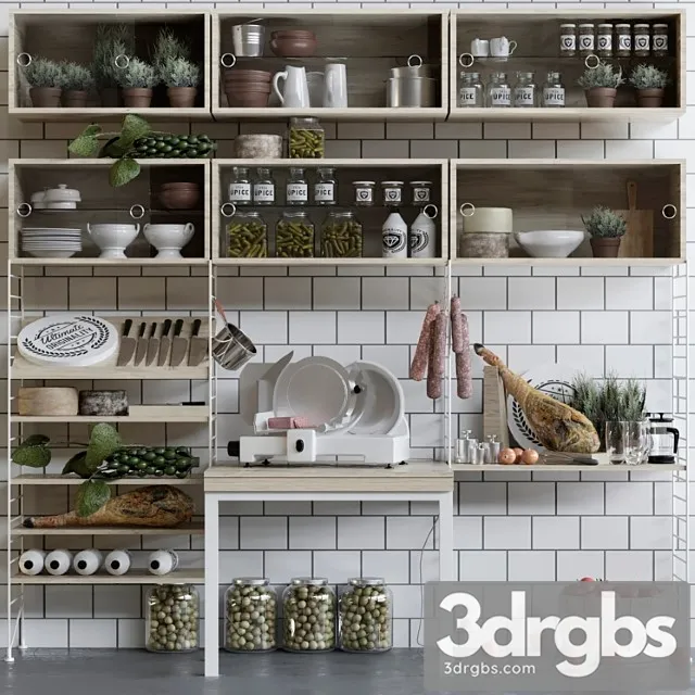 Department in the supermarket with jamon and preservation 3D Model Download