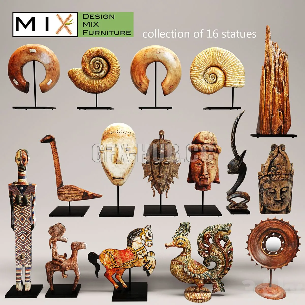 Design Mix Furniture Collection of 16 pieces 3D Model Design Mix Furniture Collection of 16 pieces 3D Model