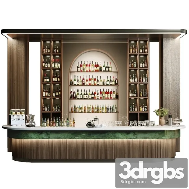 Design Of A Restaurant With A Bar and Wine Alcohol 3D Model Download