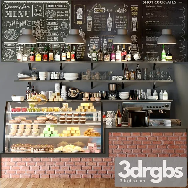 Design project coffee point with desserts and sweets 7. cafe 3D Model Download