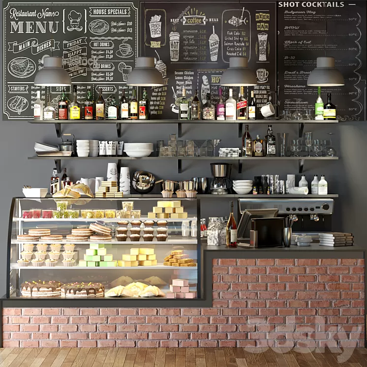 Design project coffee point with desserts and sweets 7. Cafe 3D Model