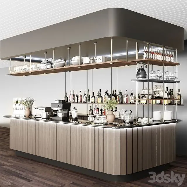 Design project of a cafe in a modern style 2. Alcohol 3D Model