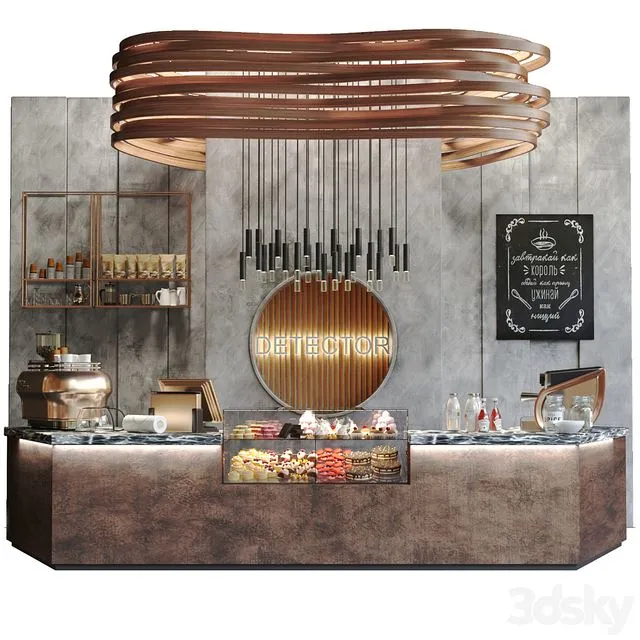 Design Project of a Cafe with Desserts in the Loft Style 3D Model