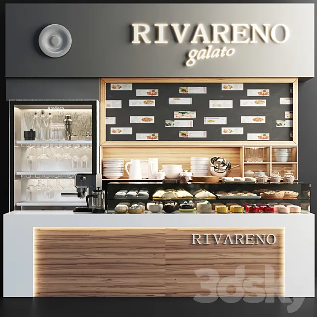 Design project of a cafe with desserts sweets and dishes 34 3D Model