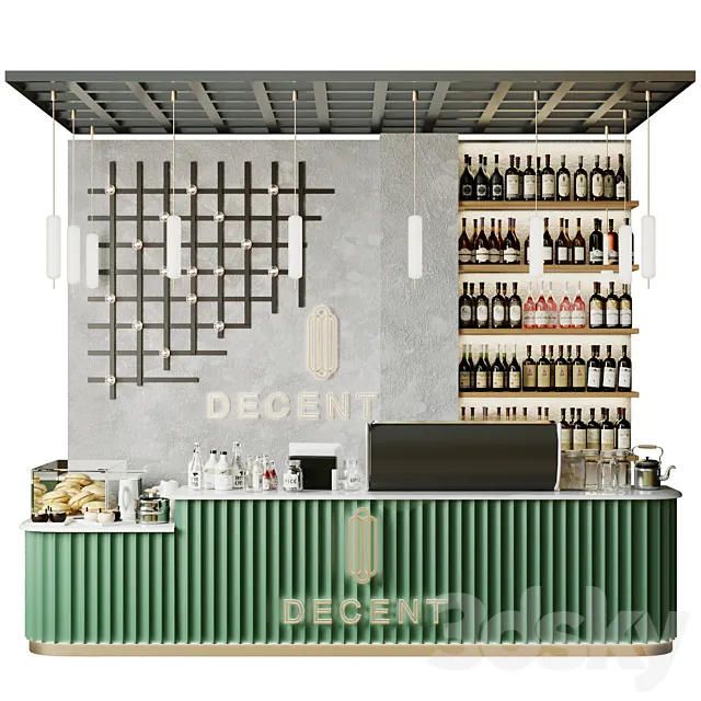 Design project of a coffee shop with a mini bar and wine. coffee point 3DModel