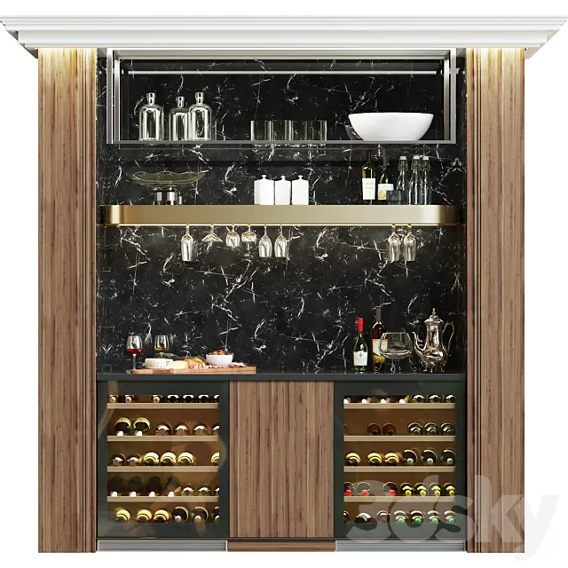 Design project of a restaurant with a wine cooler. 3D Model