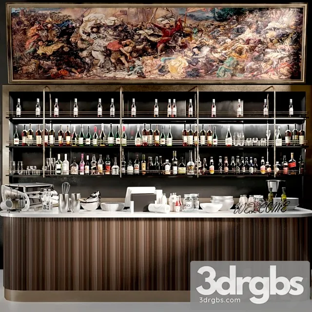 Design project of a restaurant with its own collection of wine and spirits 2 3D Model Download