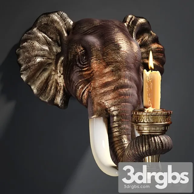 Design toscano elephant sculptural wall sconce 3D Model Download