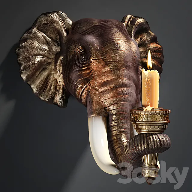 Design Toscano Elephant Sculptural Wall Sconce 3D Model Design Toscano Elephant Sculptural Wall Sconce 3D Model