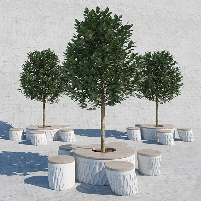 Designer benches for parks 3D Model
