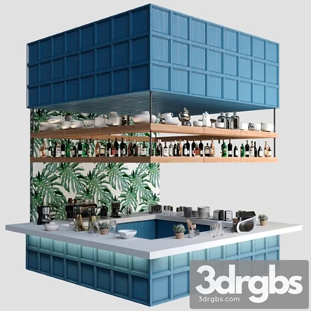 Designer cafe in a beach style with cocktails. cafe 3D Model Download