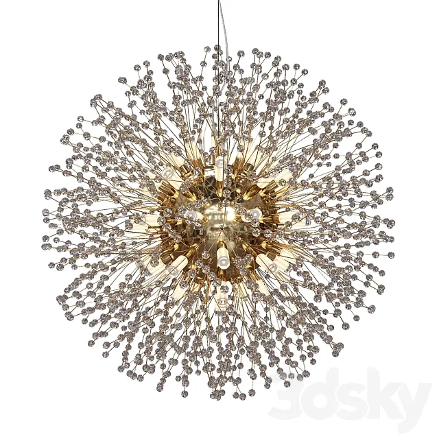 Designer chandelier in the form of a ball of crystal beams with a metal center Rosalia by Lampatron 3D Model