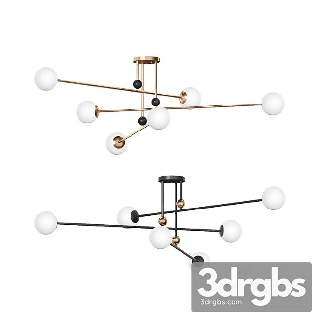 Designer chandelier with glass shades jesi 3D Model Download