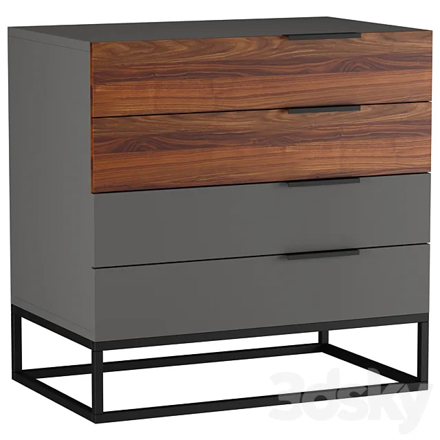 Designer chest of drawers with 4 drawers Loft Wood 3D Model Designer chest of drawers with 4 drawers Loft Wood 3D Model