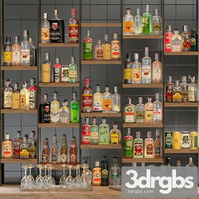 Designer rack in a restaurant with alcohol. pub 39 3D Model Download