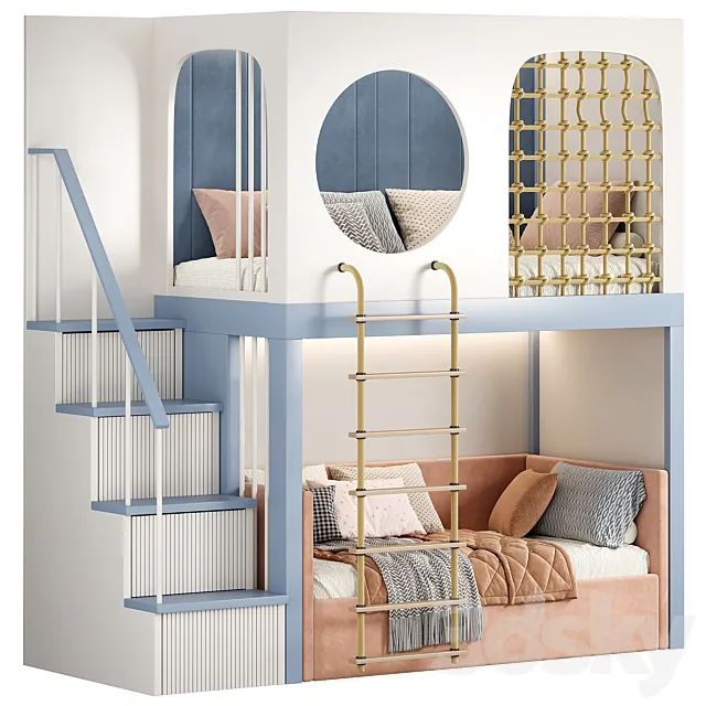 Designer two-level bed Kids room 18 3D Model Designer two-level bed Kids room 18 3D Model