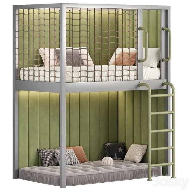 Designer two-level bed Kids room 23 3D Model Designer two-level bed Kids room 23 3D Model
