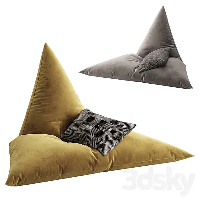Designer Velvet Tri Gamer Bean Bag 3D Model Designer Velvet Tri Gamer Bean Bag 3D Model