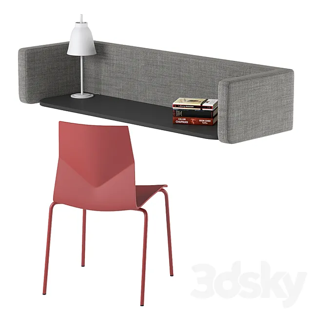 Desk and chair FourUs Wall Pod 3D Model
