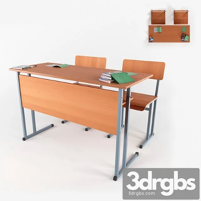 Desk and chairs 3D Model Download Desk and chairs 3D Model Download